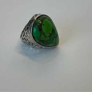 Ocean Jasper Sterling Silver Ring, Size 7